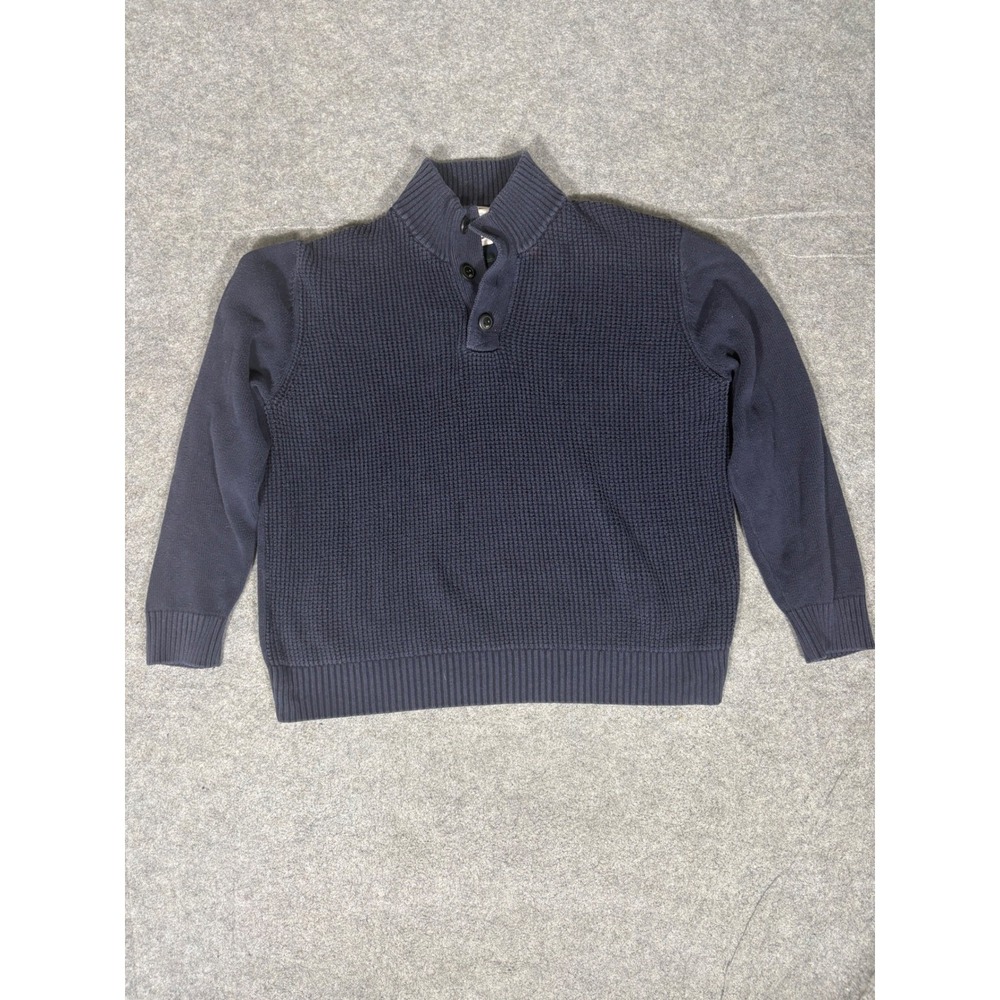 Weatherproof Vintage Mens XL Navy Blue Cotton Waffle Knit Mock Neck Sweater
